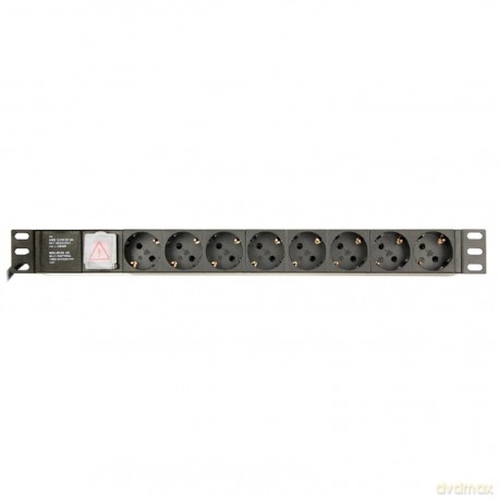 Listwa zasilająca rack (PDU), 8 gniazd typ Schuko, 1U, 16A, wtyk Schuko 3m