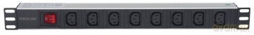 Listwa zasilająca rack 19 1U 110V-250V/10A 8 gniazd C13 kabel 2m