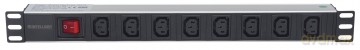 Listwa zasilająca rack 19 1U 110V-250V/10A 8 gniazd C13 kabel 2m