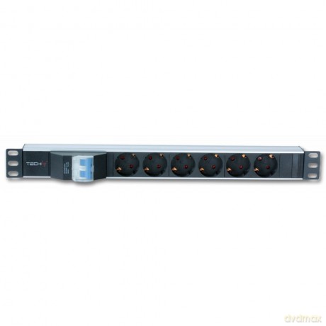 Listwa zasilająca Rack 19 cali 1U 250V/16A 6xSCHUKO, 3m