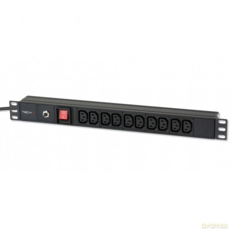 Listwa zasilająca Rack 19 cali do UPS 250V/10A, 10 gniazd, 2m czarna