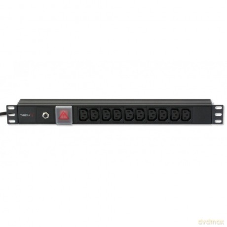 Listwa zasilająca Rack 19 cali do UPS 250V/10A, 10 gniazd, 2m czarna