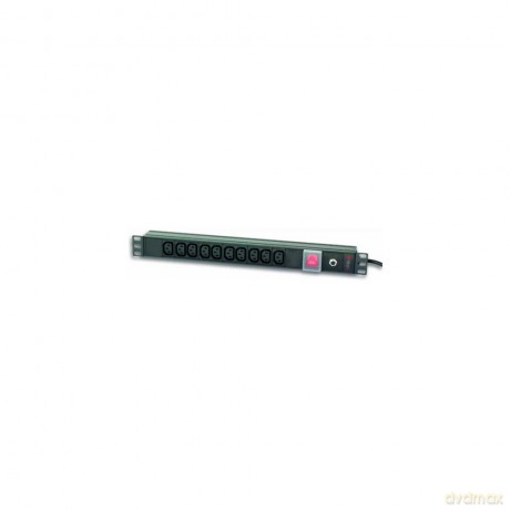Listwa zasilająca Rack 19 cali do UPS 250V/10A, 10 gniazd, 2m czarna