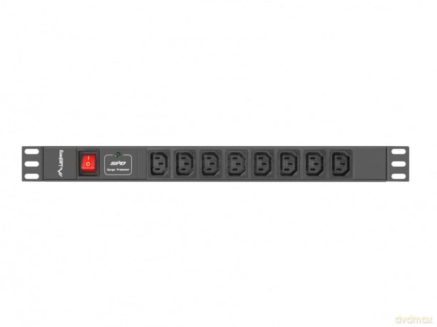 Listwa zasilająca Rack PDU 19 cali 1U 16A 8X IEC C13 2m czarna C20