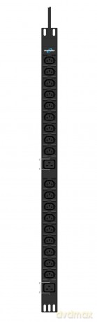 Listwa zasilająca rack pdu 19" 16a 18x iec c13 2x iec c19 3m IEC 309 pionowa czarna