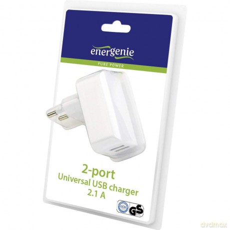 Ładowarka 2 portowa USB 2.1A/biała