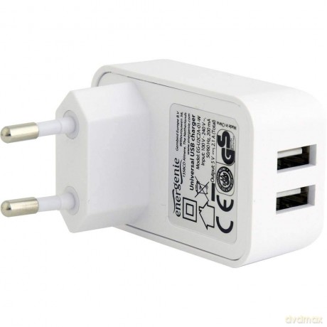 Ładowarka 2 portowa USB 2.1A/biała