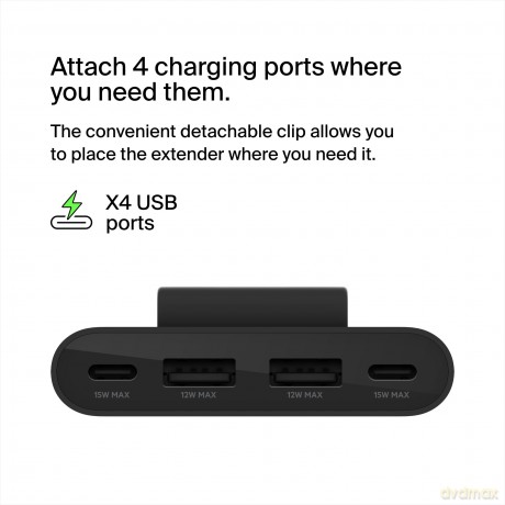 Ładowarka 4-portowa 2x USB-C 2xA do 30W czarna