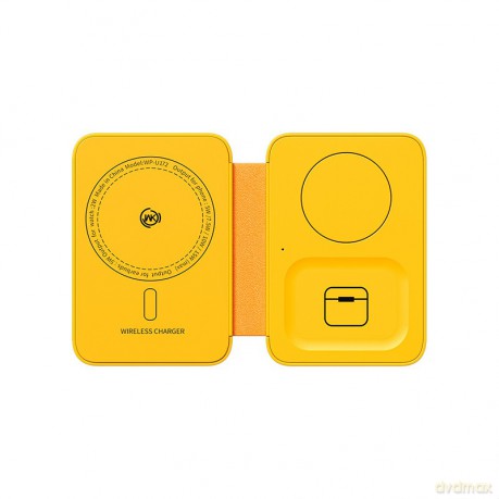 Ładowarka bezprzewodowa 3w1 z MagSafe do iPhone, Apple Watch i AirPods + lusterko (Żółta)