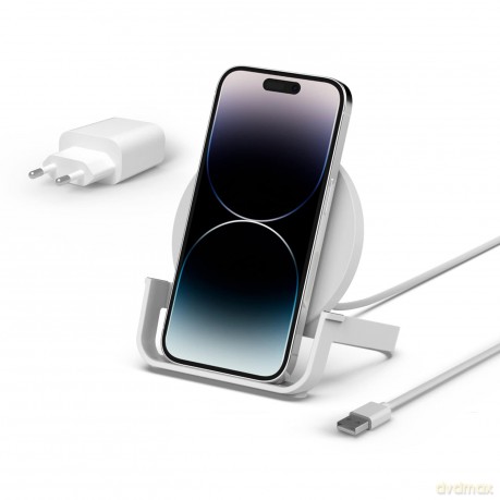 Ładowarka bezprzewodowa, stojąca 10W + zasilacz QC 3.0, biała