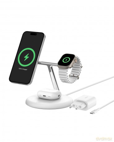 Ładowarka Boost Charge Pro 3w1 Qi2 15W Biała regulowana