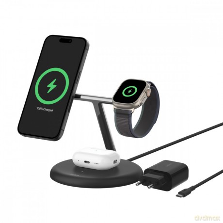 Ładowarka Boost Charge Pro 3w1 Qi2 15W Czarna regulowana