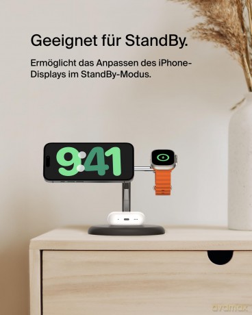 Ładowarka Boost Charge Pro 3w1 Qi2 15W Czarna regulowana