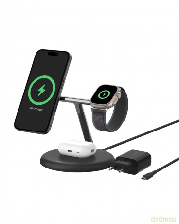 Ładowarka Boost Charge Pro 3w1 Qi2 15W Czarna regulowana