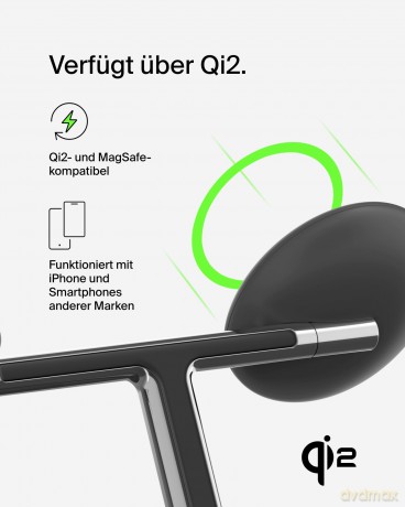 Ładowarka Boost Charge Pro 3w1 Qi2 15W Czarna regulowana