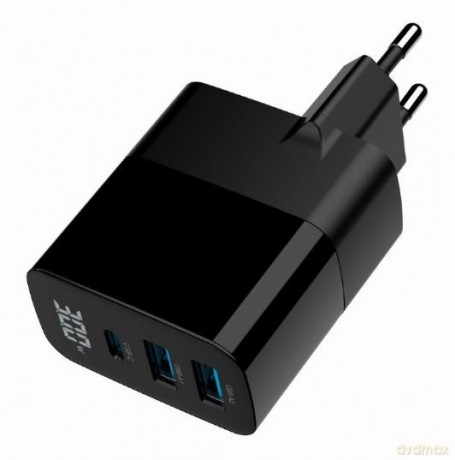 Ładowarka GaN 2xA 1xC LCD 30W PD QC3.0 czarna