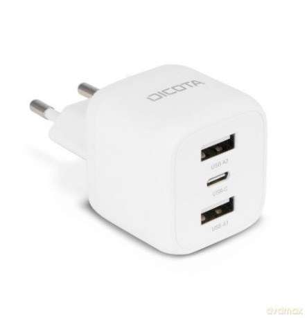 Ładowarka GaN 32W 2xUSB-A 1xUSB-C biała