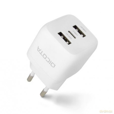Ładowarka GaN 32W 2xUSB-A 1xUSB-C biała