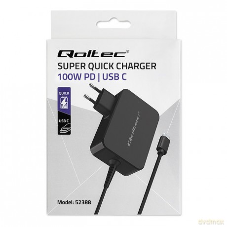 Ładowarka GaN Power Pro | 1xUSB-C | 100W | 5-20V | 3-5A | Czarna