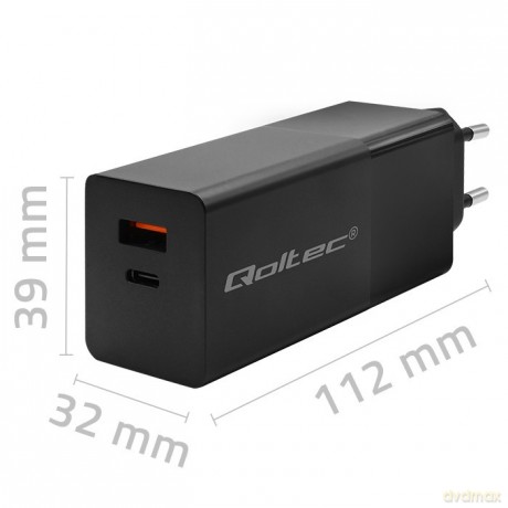 Ładowarka GaN Power Pro | 1xUSB-C | 1xUSB | 100W | 5-20V | 1.5-5A| PD | Czarna
