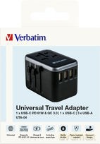 Ładowarka i adapter podróżny UTA-04 49546 PD 61W, QC 3.0, 2x USB-C, 3x USB-A