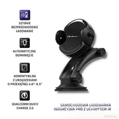 Ładowarka indukcyjna samochodowa PRO z uchwytem iR | 15W | QC3.0 | USB typ C