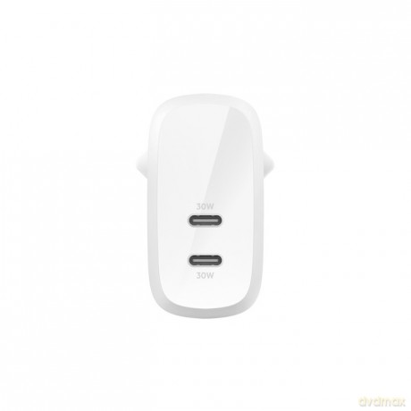 Ładowarka podwójna 30W USB-C, Power Delivery 60W biała