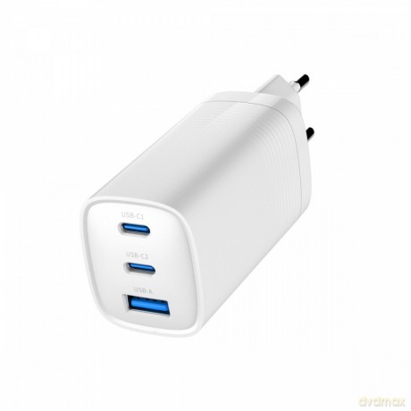 Ładowarka PowerDelivery 1xA 2xC GaN 65W Biała