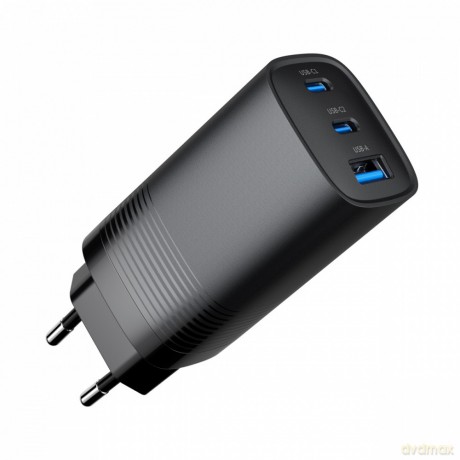 Ładowarka PowerDelivery 1xA 2xC GaN 65W Czarna