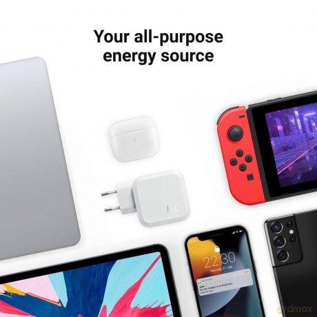 Ładowarka PowerGaN 65W PD 3.0 QC 3.0 2xUSB-C 1xUSB-A biała