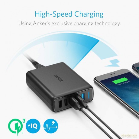 Ładowarka PowerPort 5 z Dual QC 3.0 63W USB-A czarna