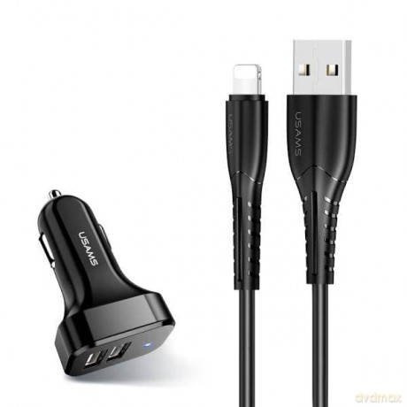 Ładowarka samochodowa 2xUSB C13 2.1 A lightning czarny NTU35LC13TZ