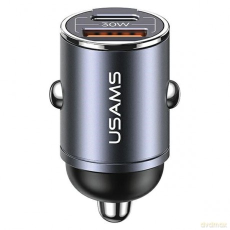 Ładowarka samochodowa 30W 1xUSB+1xUSB-C C38 Fast Charge Stalowa