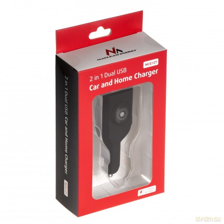 Ładowarka samochodowa domowa 2xUSB MCE127