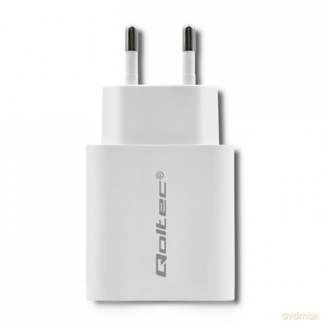 Ładowarka sieciowa | 18W | 5-12V | 1.5-3A | USB typ C PD | USB QC 3.0 | Biała