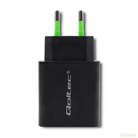 Ładowarka sieciowa | 18W | 5-12V | 1.5-3A | USB typ C PD | USB QC 3.0 | Czarna