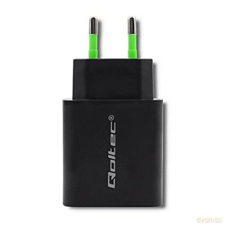 Ładowarka sieciowa | 18W | 5-12V | 1.5-3A | USB typ C PD | USB QC 3.0 | Czarna