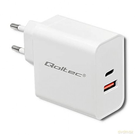 Ładowarka sieciowa | 63W | 5-20V | 1.5-3A | USB typ C PD | USB QC 3.0 | Biała