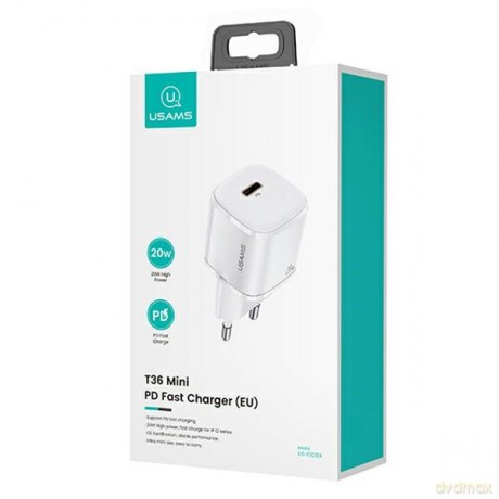 Ładowarka sieciowa 1xUSB-C T36 20W + kabel Lightning PD 3.0 Fast Charging