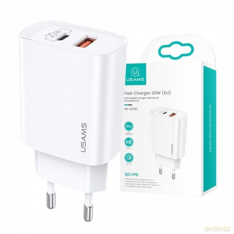 Ładowarka sieciowa 1xUSB-C+1xUSB T35 20W PD3.0 QC3.0 Fast Charging