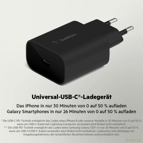 Ładowarka sieciowa 25W USB-C PD 3.0 PPS czarna