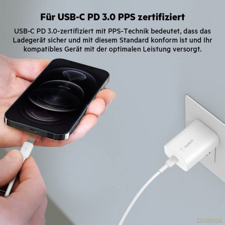 Ładowarka sieciowa 25W USB-C Power Delivery 3.0 PPS biała