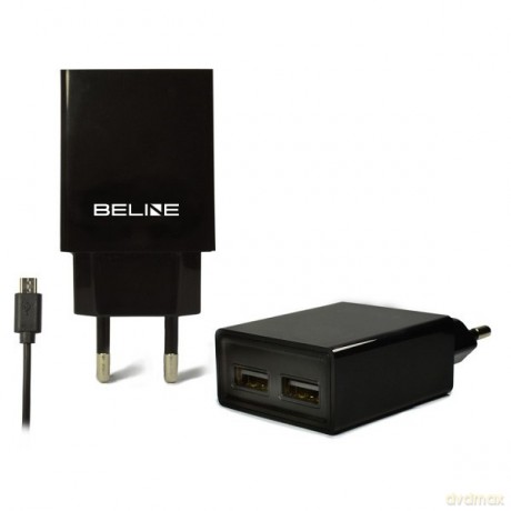 Ładowarka sieciowa 2xUSB + microUSB 2A czarna