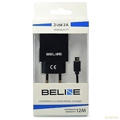 Ładowarka sieciowa 2xUSB + microUSB 2A czarna