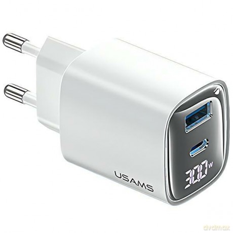 Ładowarka sieciowa 30W GaN LED USB+USB-C CC229 Fast Charging Biała