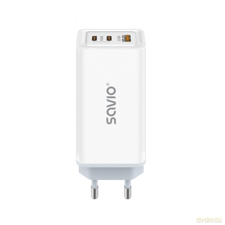 Ładowarka sieciowa 65W GaN LA-07 z kablem USB-A-USB typ C 1m, biała