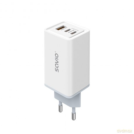 Ładowarka sieciowa 65W GaN LA-07 z kablem USB-A-USB typ C 1m, biała