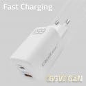 Ładowarka sieciowa 65W GaN ULTRA | 5-20V | 2.25-3.25A | 1 x USB typ C PD | 1 x USB QC 3.0 | Biała