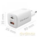 Ładowarka sieciowa 65W GaN ULTRA | 5-20V | 2.25-3.25A | 1 x USB typ C PD | 1 x USB QC 3.0 | Biała