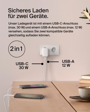 Ładowarka sieciowa BoostCharge 42W USB-C 3 0W USB-A 12W biała